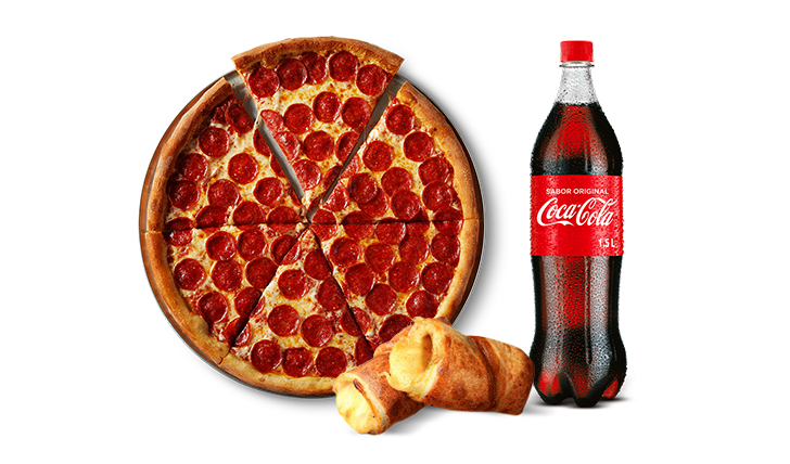 Pizzas M Sencilla + 1 Gaseosa 1,5 Lts + 2 Rollos dulces